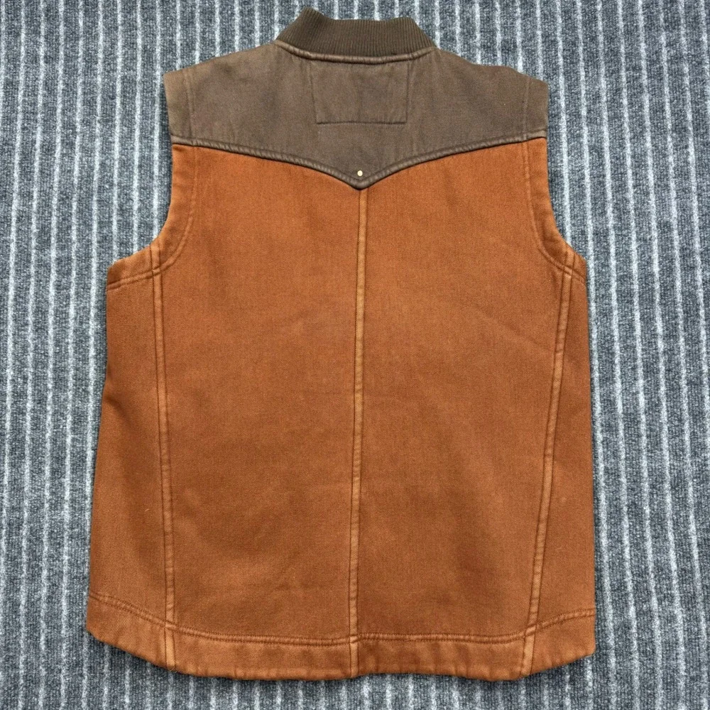 Twist Western Canvas Fleece Lined Vest Medium Brown Excellent Workwear (2168)